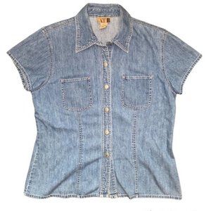 Vintage 90s Cotton Denim Button Down Shirt